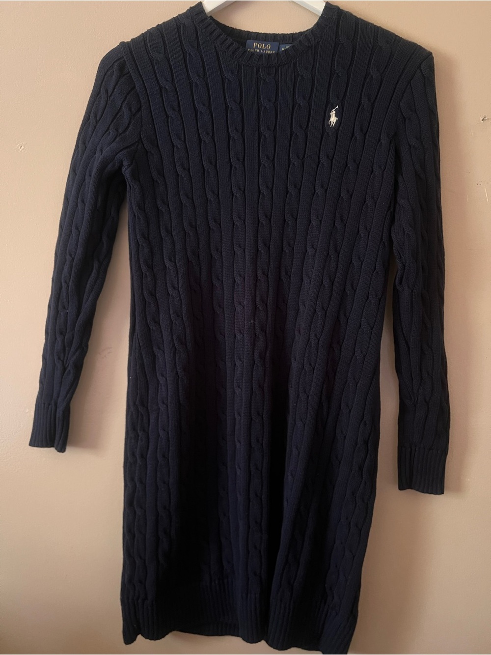 Ralph Lauren Blue Cable-Knit Crewneck Sweater dress mini fitted preppy chic co - Picture 6 of 9